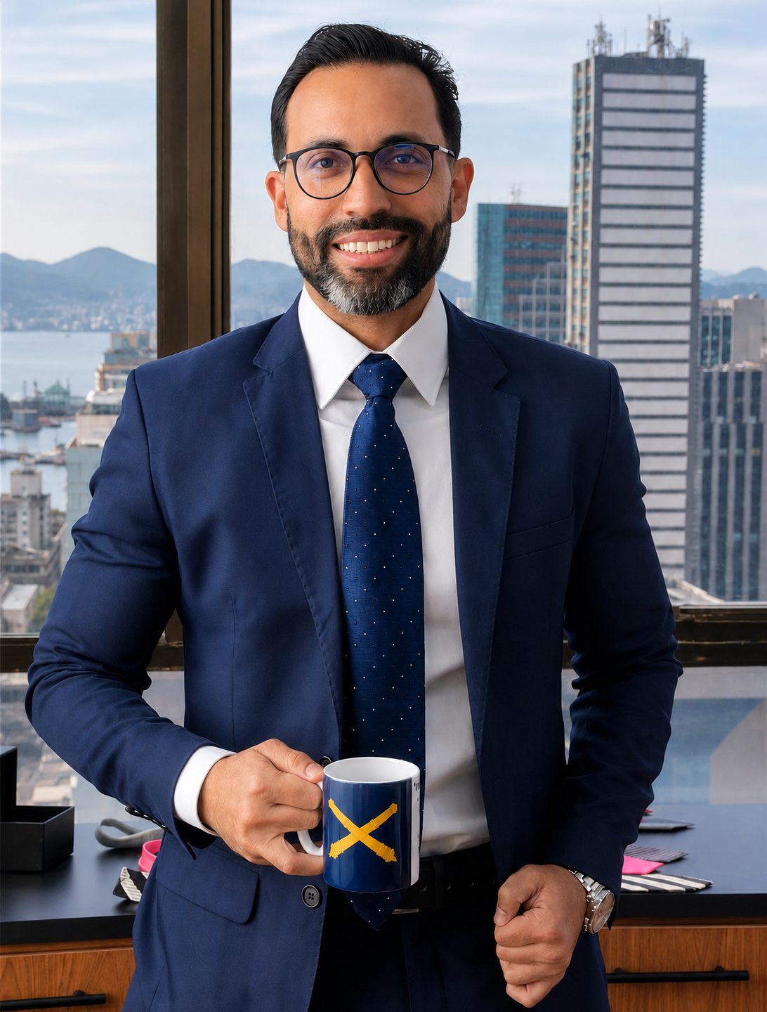 Dr. Hugo Carvalho em ambiente executivo corporativo